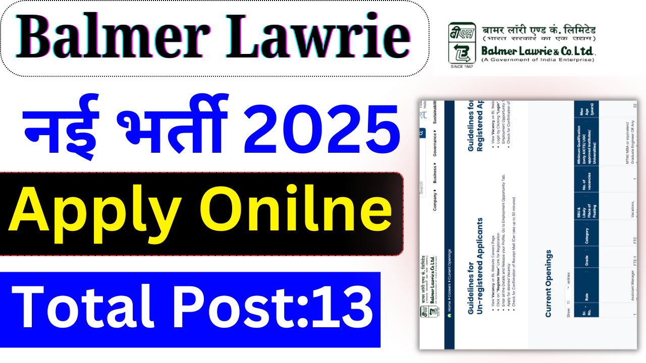 Balmer Lawrie Recruitment 2025: Apply Online For 13 Post – ashokaonlinecenter.in
