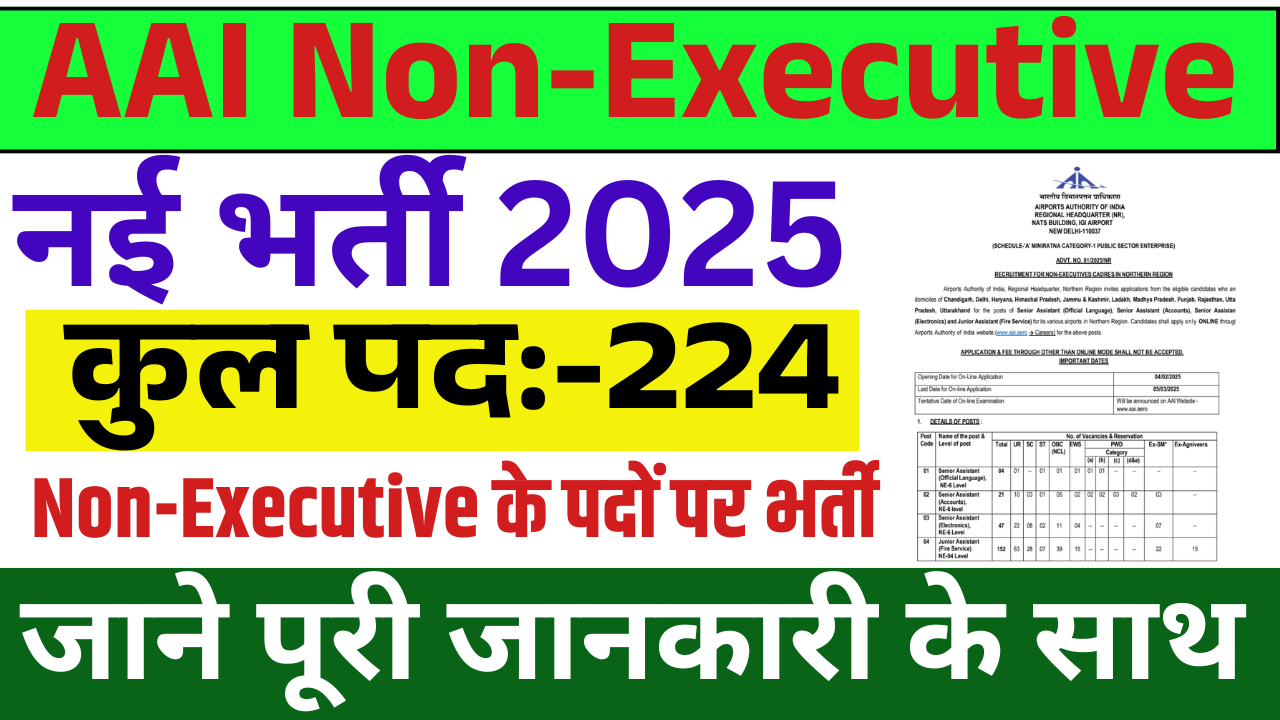 AAI Non-Executive Recruitment 2025: Non-Executive के पदों पर भर्ती, जाने पूरी जानकारी – ashokaonlinecenter.in