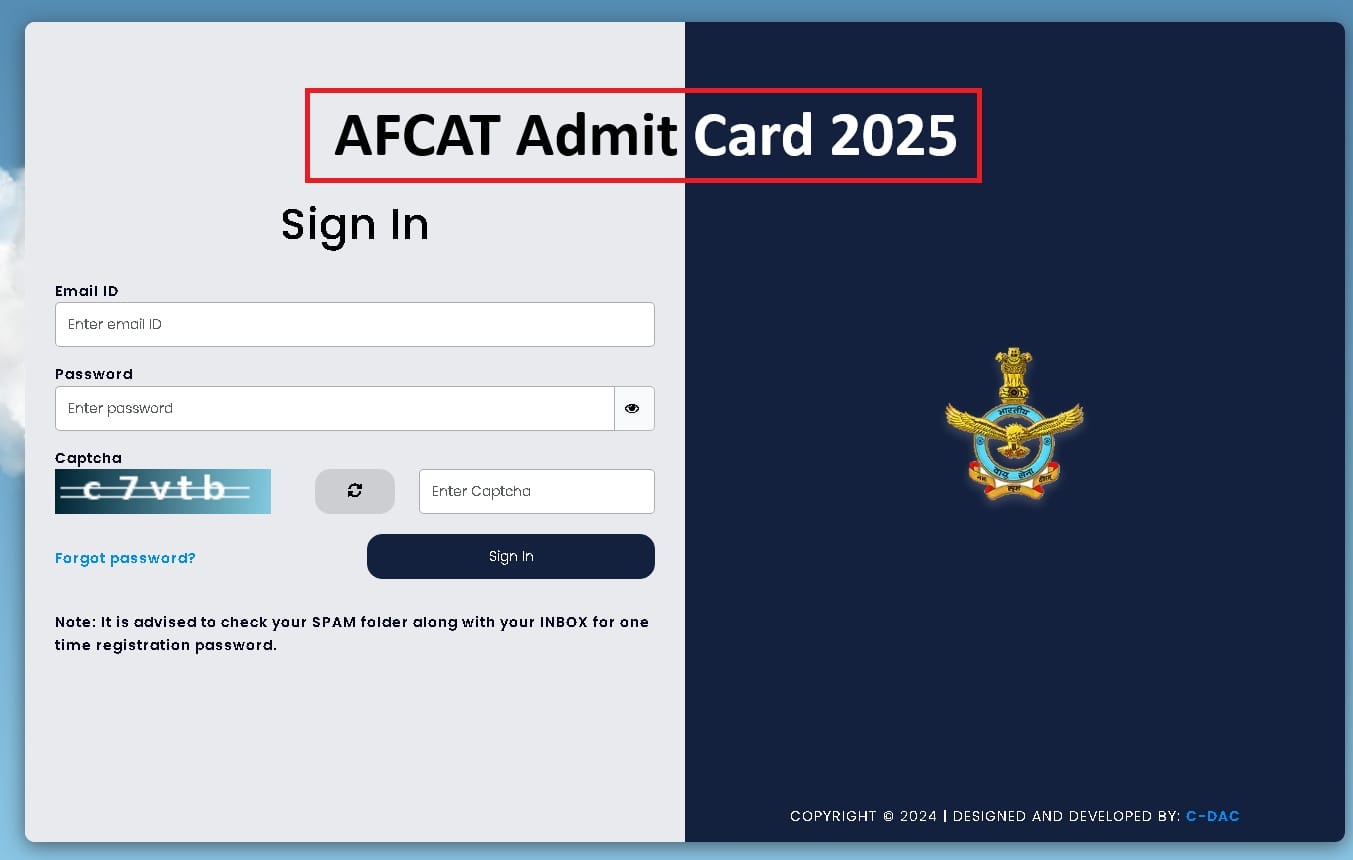 Download Now AfCat 1 Hall Ticket, Link Awailable