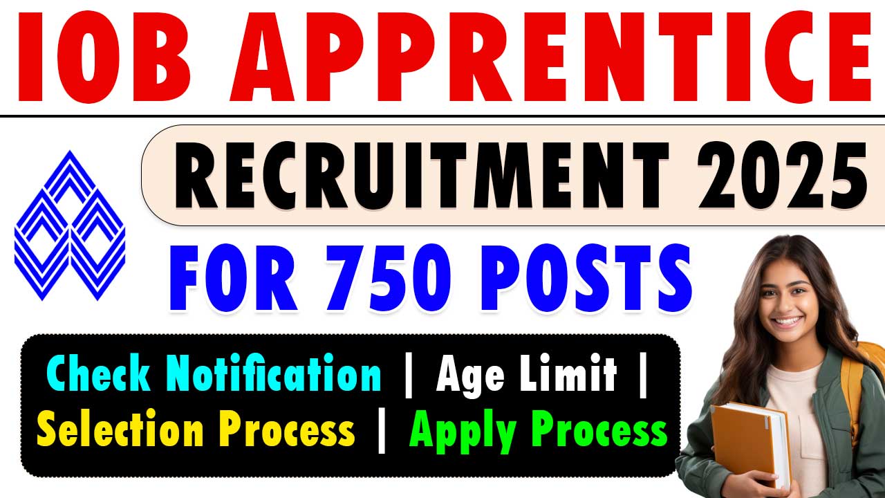IOB Apprentice Recruitment 2025: Apply Online Now for 750 Posts, Links Aawailable