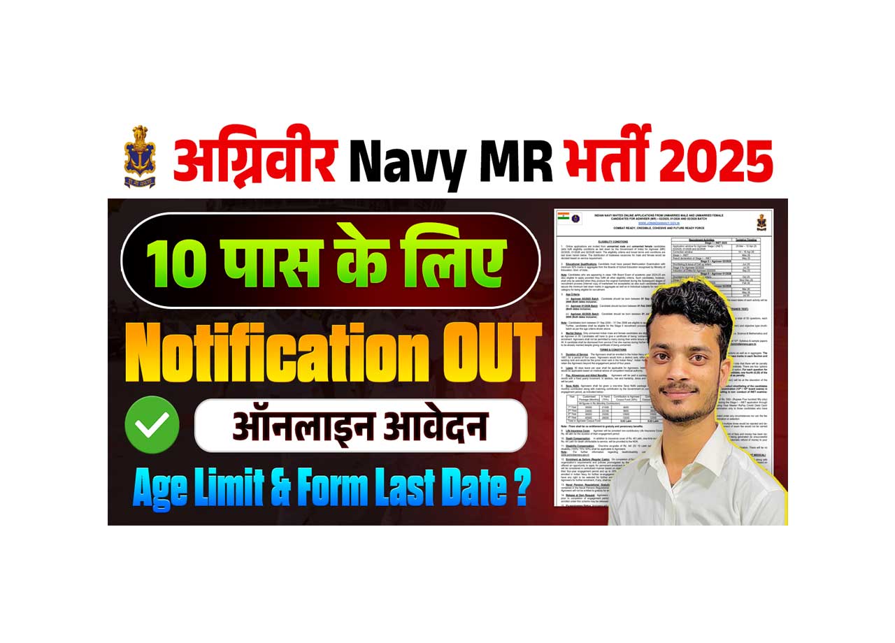 Indian Navy Agniveer Mr Vacancy 2025: Apply Online for 10th Pass Candidates, Eligibility, Selection Process, And Dates