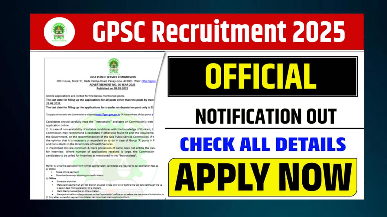 GPSC Recruitment 2025 Official Notification Out For Various Post Apply Now Before Last Date