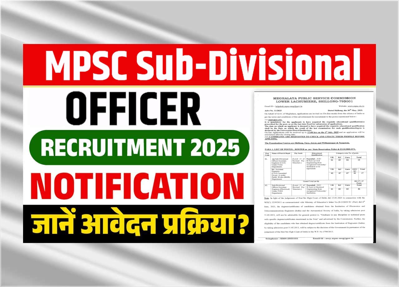 MPSC Sub-Divisional Officer Recruitment 2025: Notification, Eligibility, And How To Apply