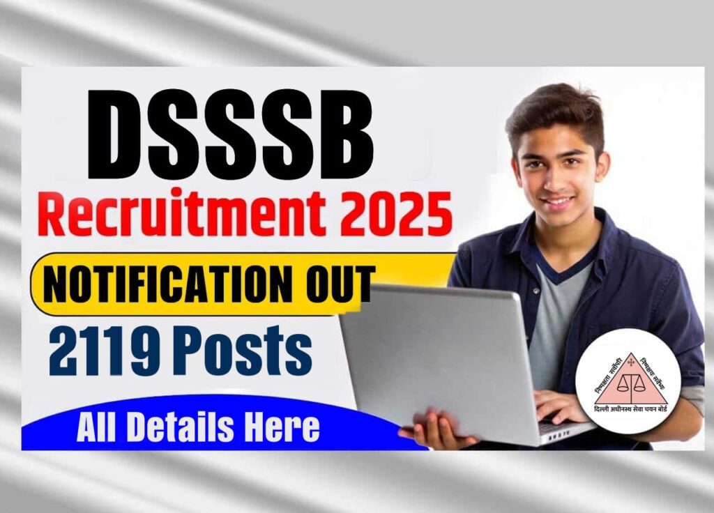 DSSSB Recruitment 2025: Notification Out for 2119 Posts, Apply Online @dsssbonline.nic.in