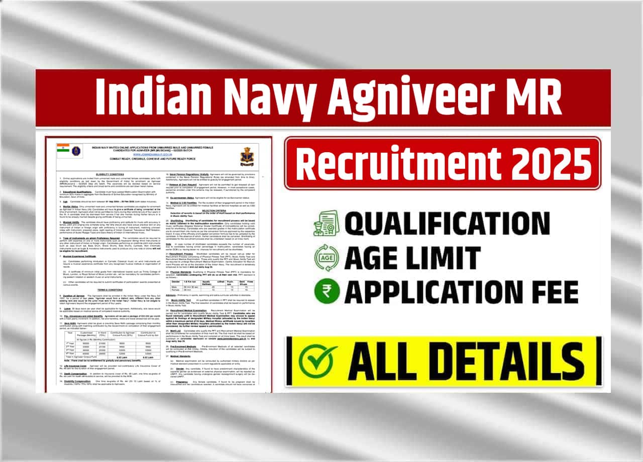 Indian Navy Agniveer MR Recruitment 2025 – Complete Details On Eligibility, Selection & Exam Pattern