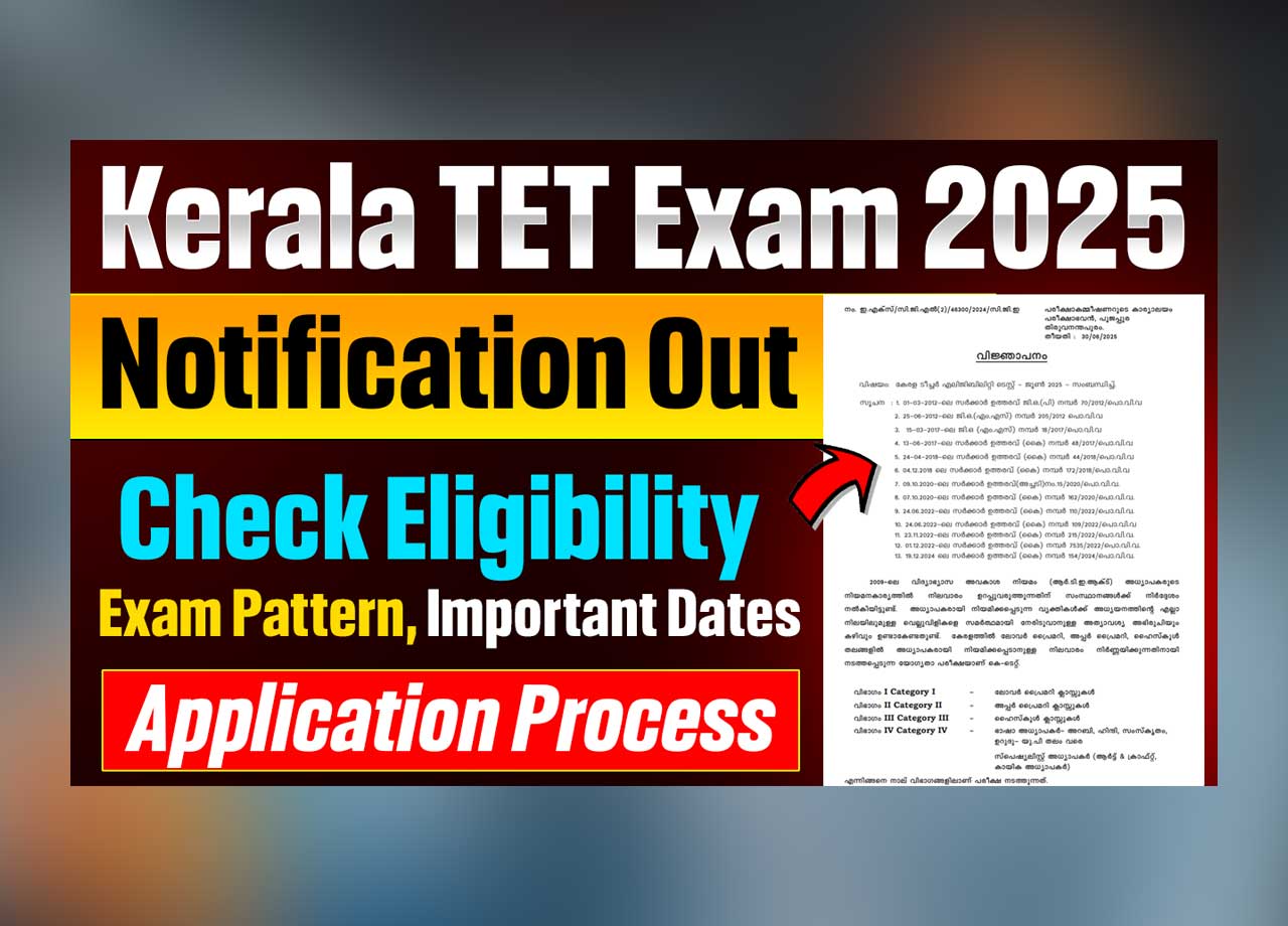 Kerala TET Exam 2025 Notification Out, Check Eligibility, Exam Pattern, Important Dates And Application Process