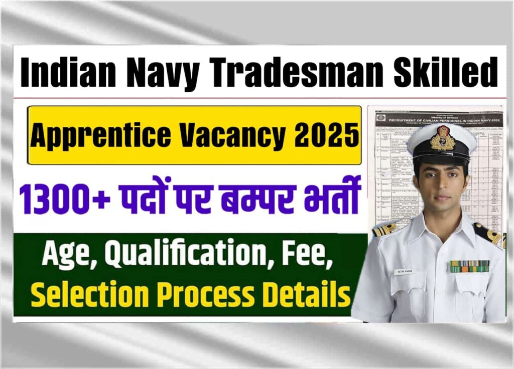 Indian Navy Tradesman Skilled Apprentice Vacancy 2025: