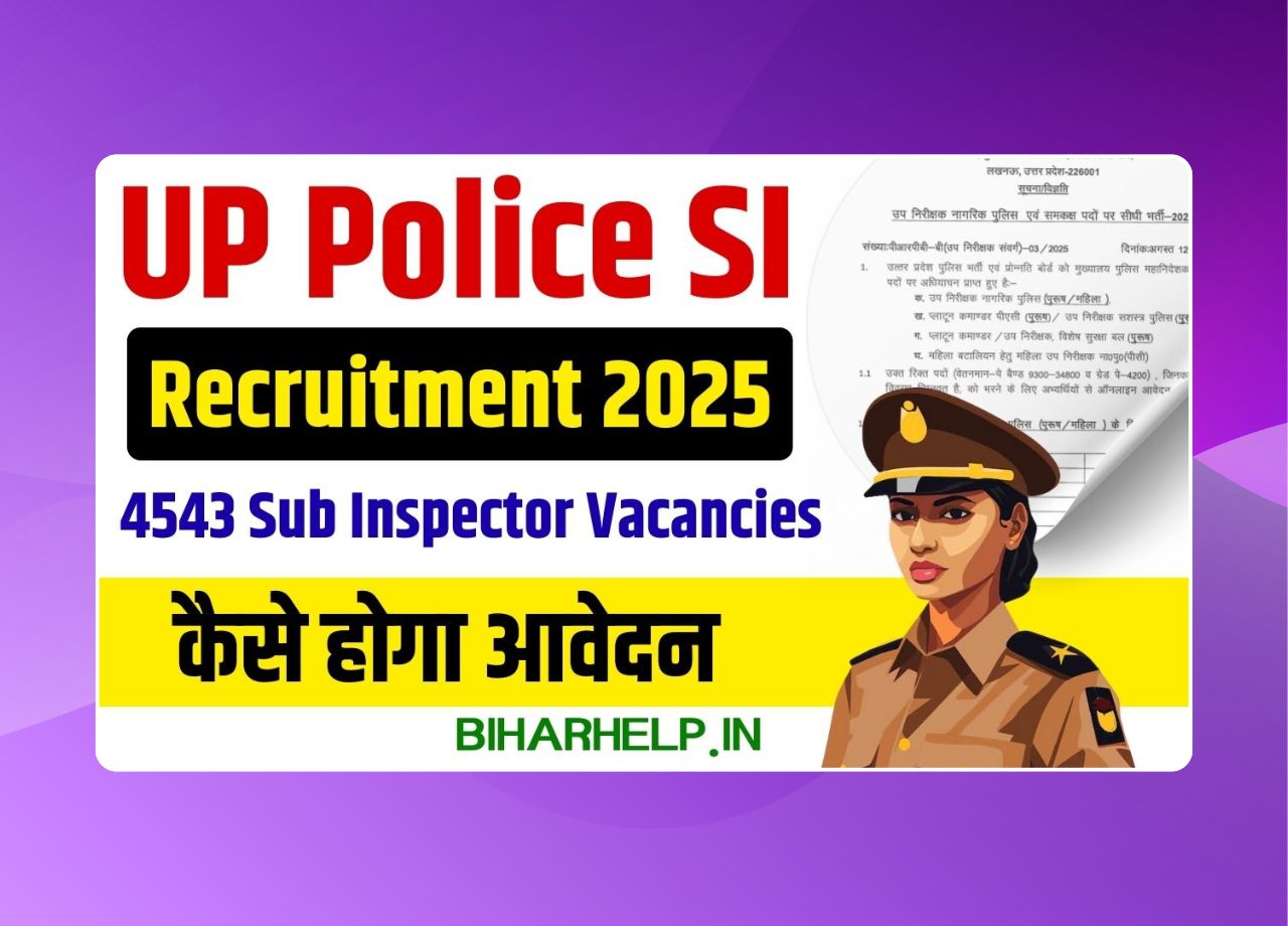 UP Police SI Recruitment 2025: Apply Online for 4543 Sub Inspector Vacancies – Eligibility, Dates, Selection Process